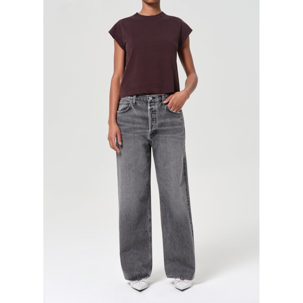 AGOLDE Low Slung Baggy in Spirit Size 23 Washed Black Wide Leg Jeans